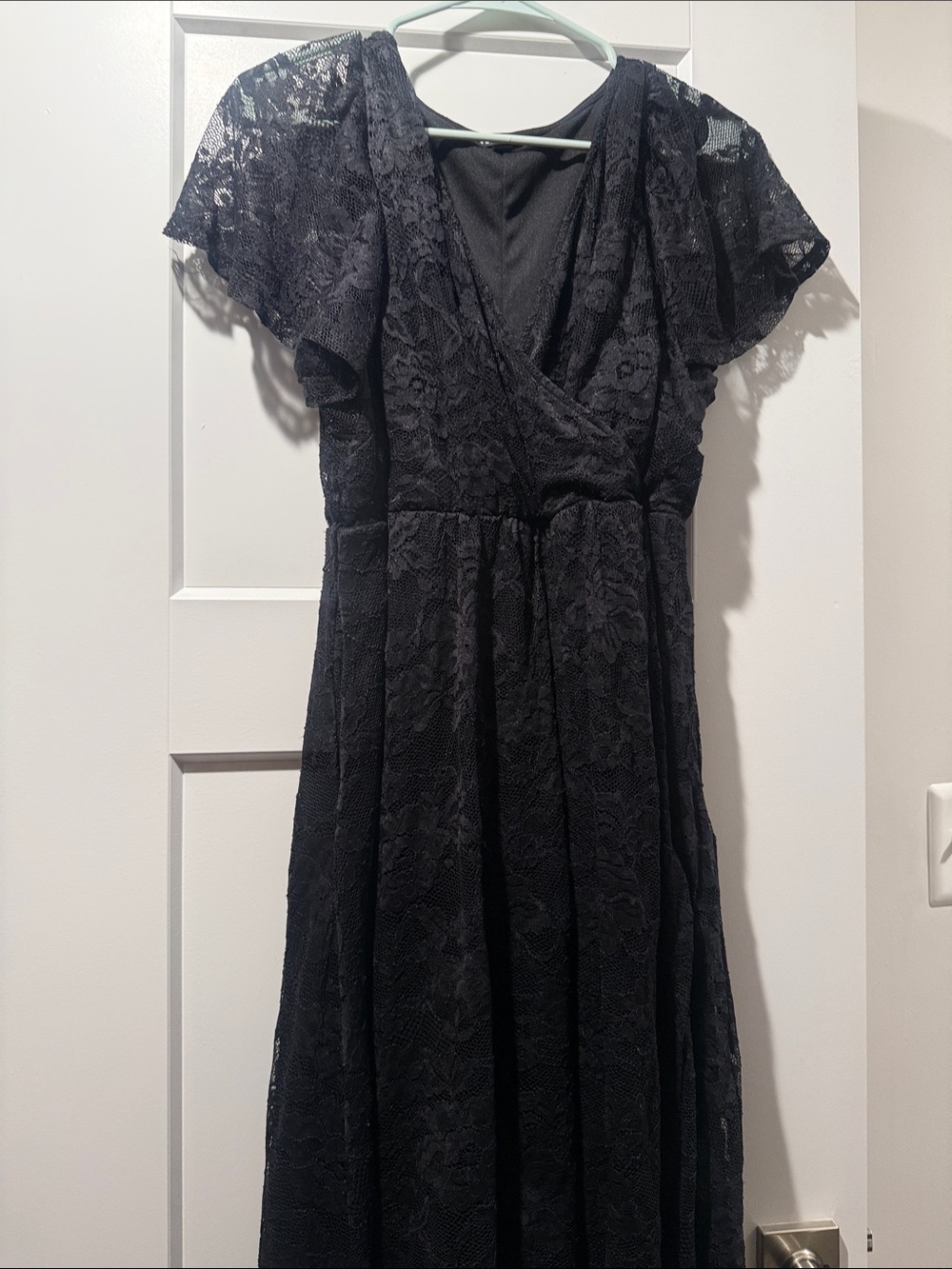 Black Lace V-Neck Women's Dress
